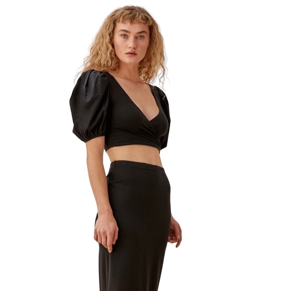 REFORMATION Kathryn Cropped Wrap Blouse - Picture 3 of 10